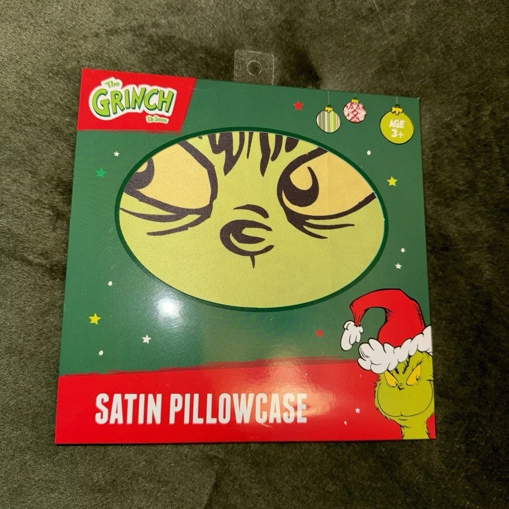 New Grinch Green Satin Feel Reversible Pillowcase Standard Size 20x30 Holiday